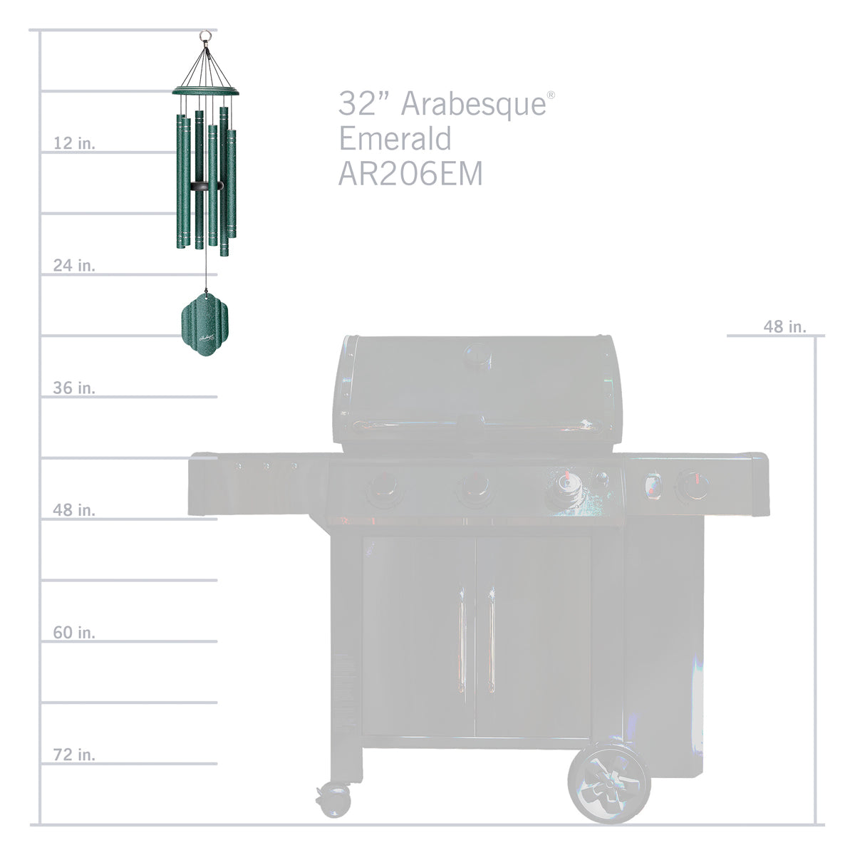Arabesque 32-Inch Wind Chime - Emerald