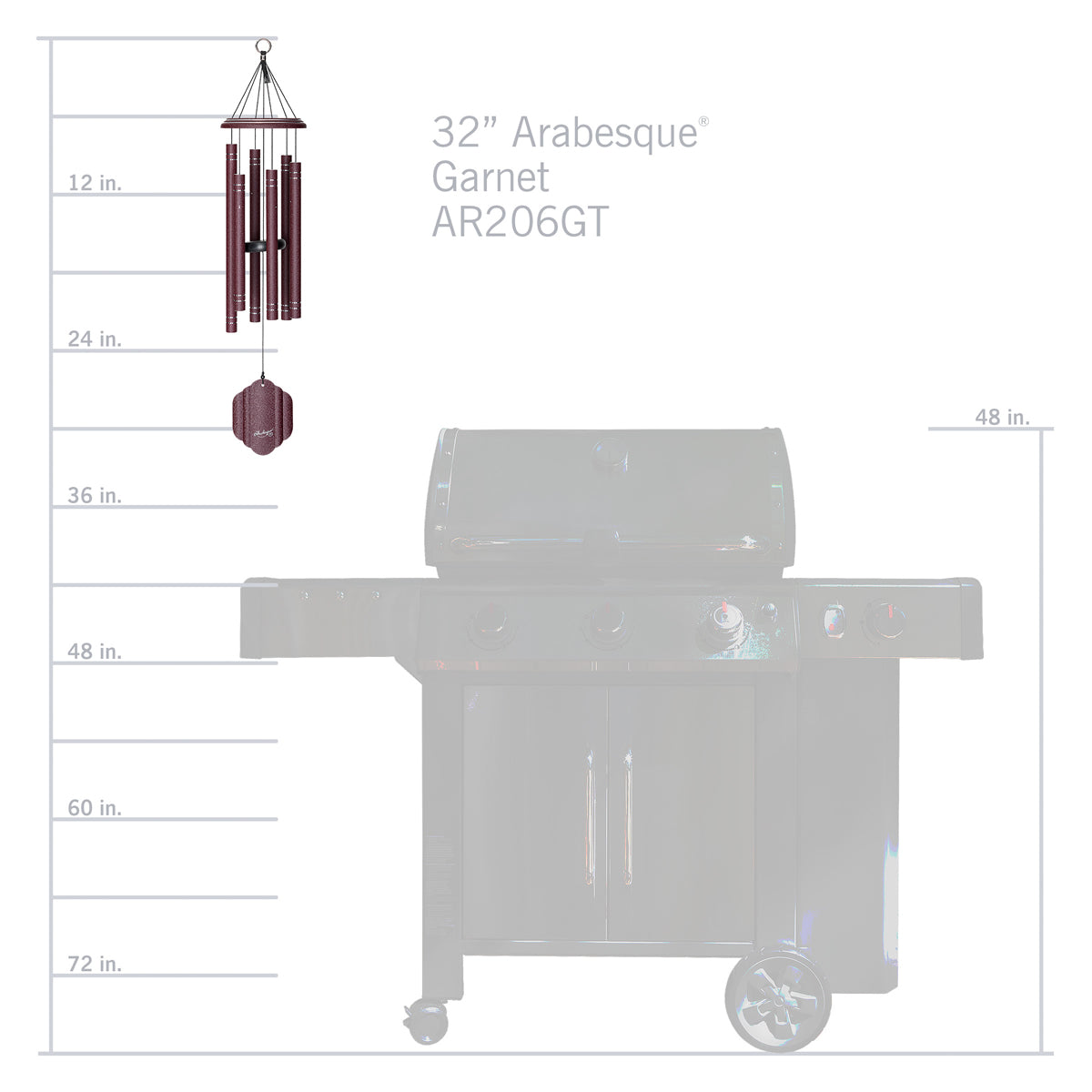 Arabesque 32-Inch Wind Chime - Garnet