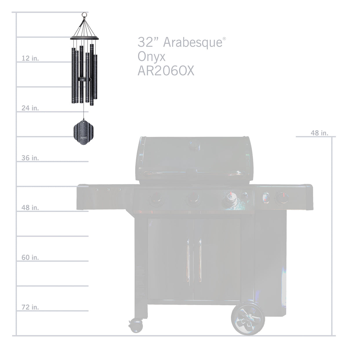 Arabesque 32-Inch Wind Chime - Onyx