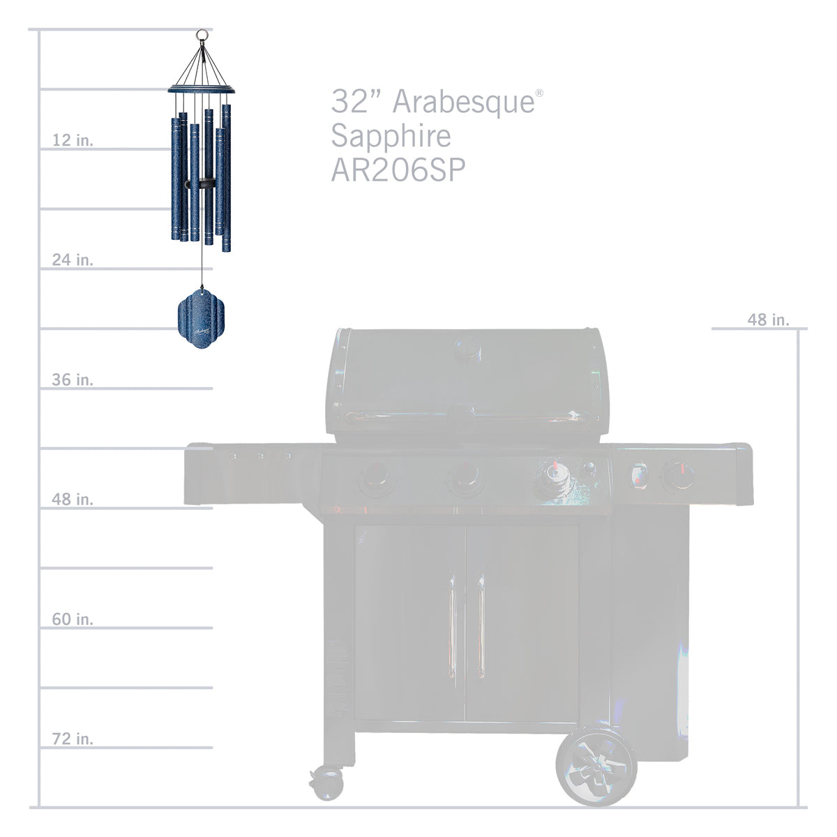Arabesque 32-Inch Wind Chime - Sapphire