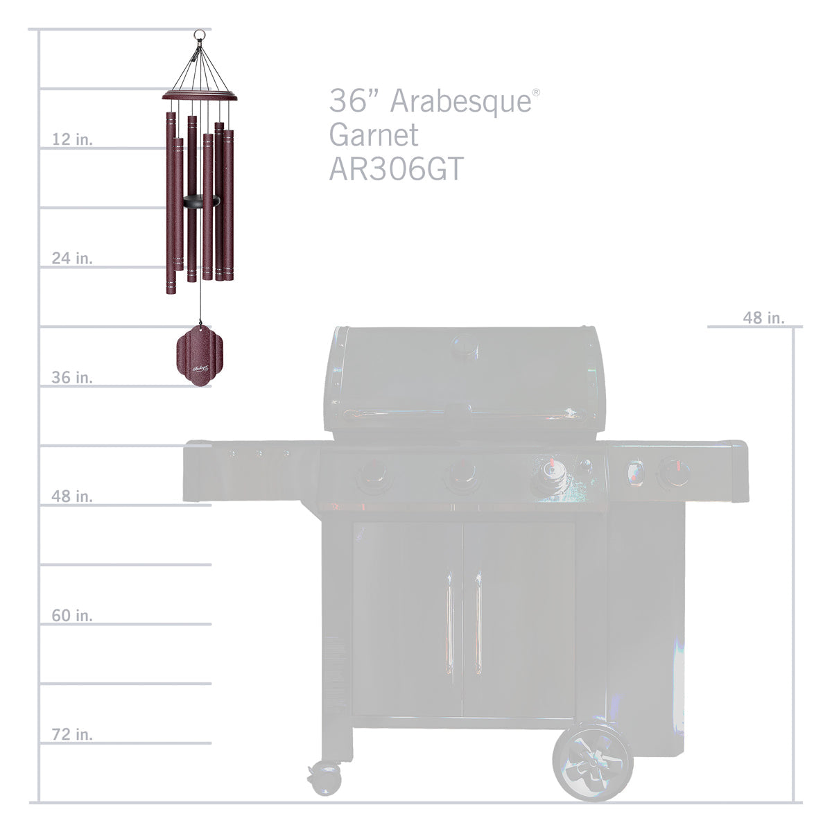 Arabesque 36-Inch Wind Chime - Garnet