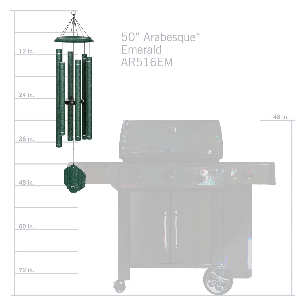 Arabesque 50-inch Wind Chime - Emerald