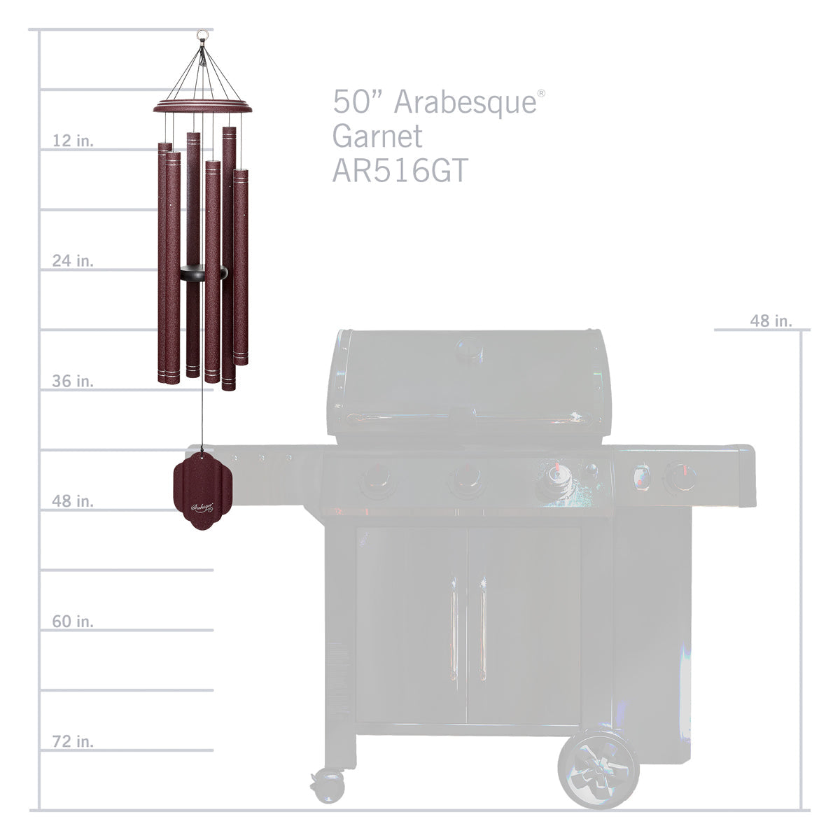 Arabesque 50-inch Wind Chime - Garnet