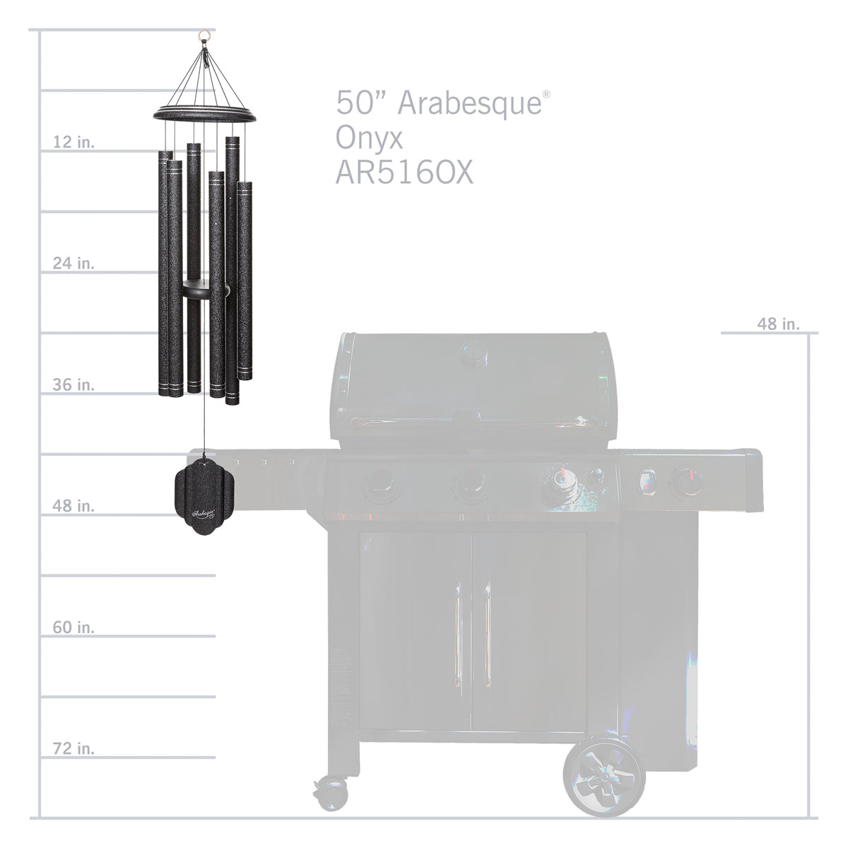 Arabesque 50-inch Wind Chime - Onyx