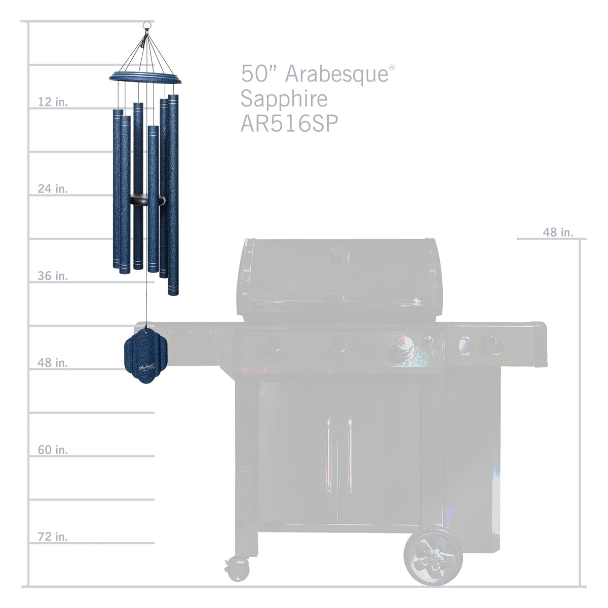 Arabesque 50-inch Wind Chime - Sapphire