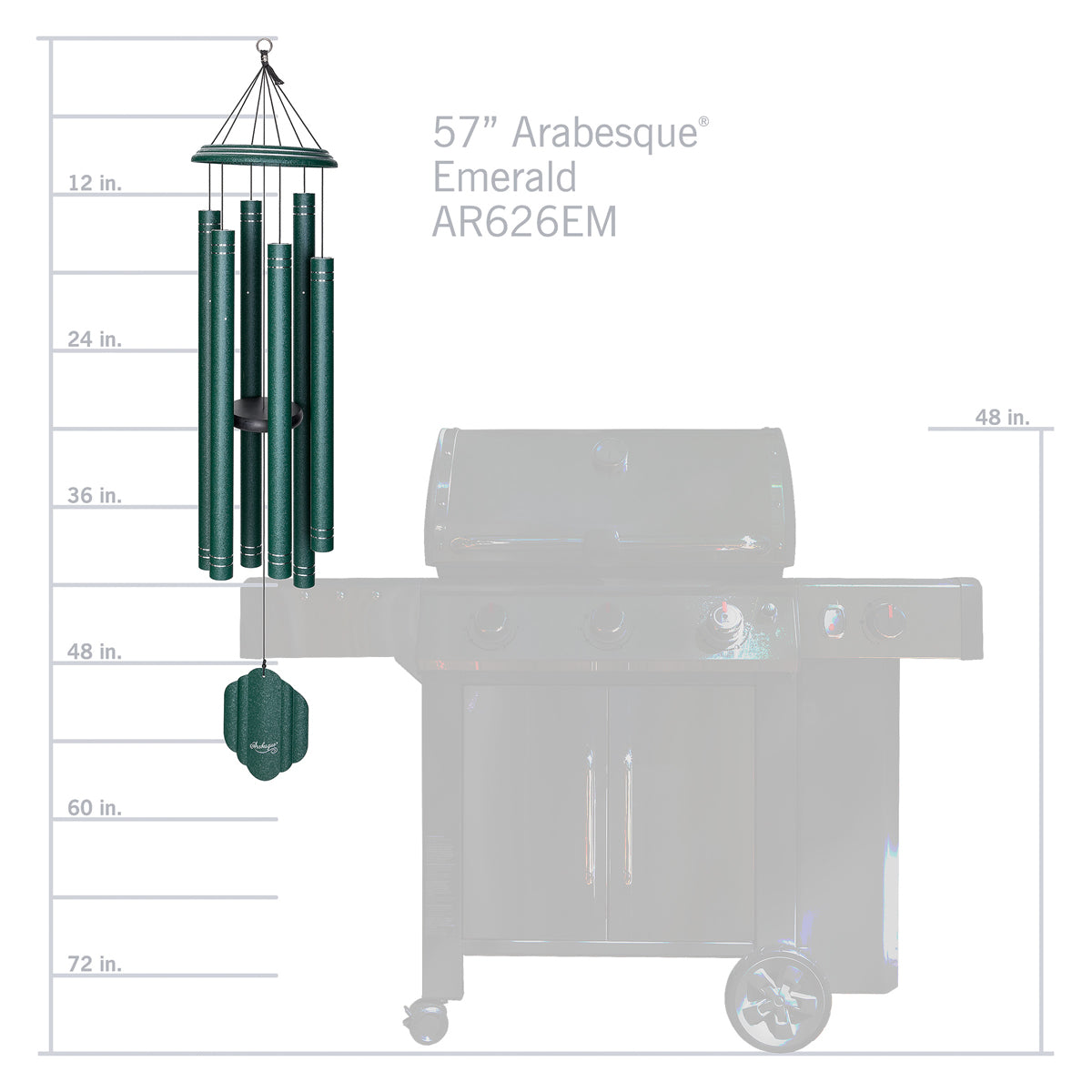 Arabesque 57-inch Wind Chime - Emerald
