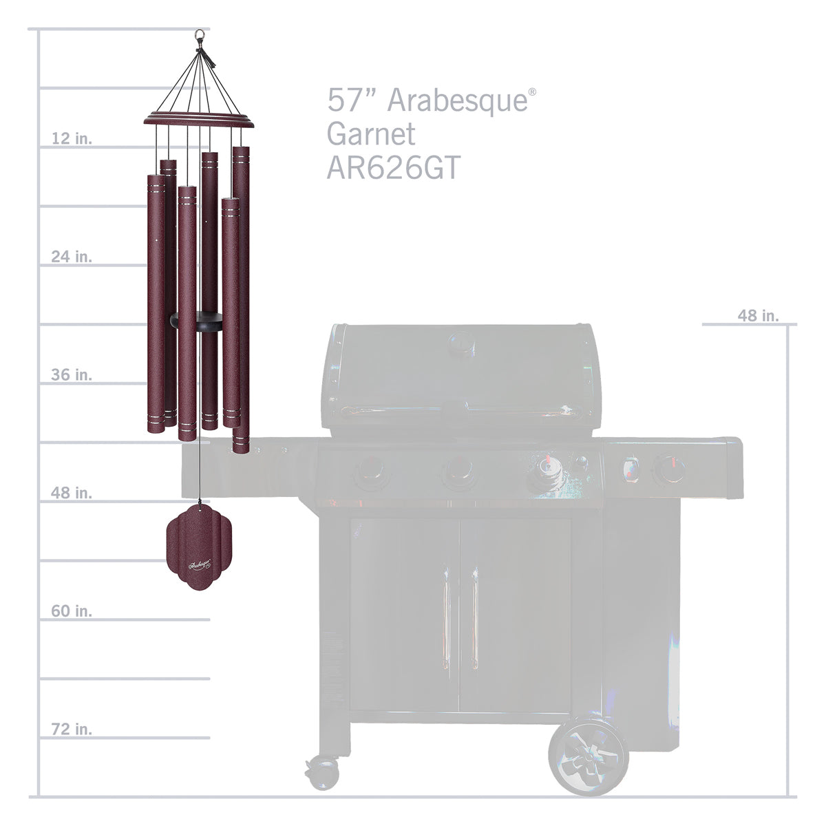 Arabesque 57-inch Wind Chime - Garnet