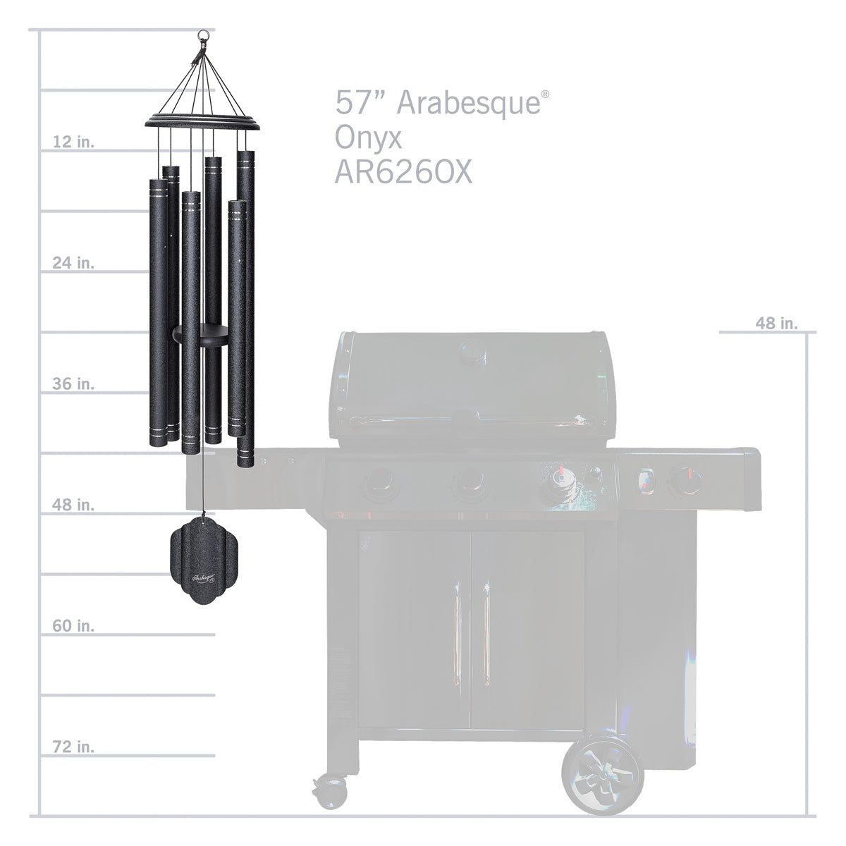 Arabesque 57-inch Wind Chime - Onyx