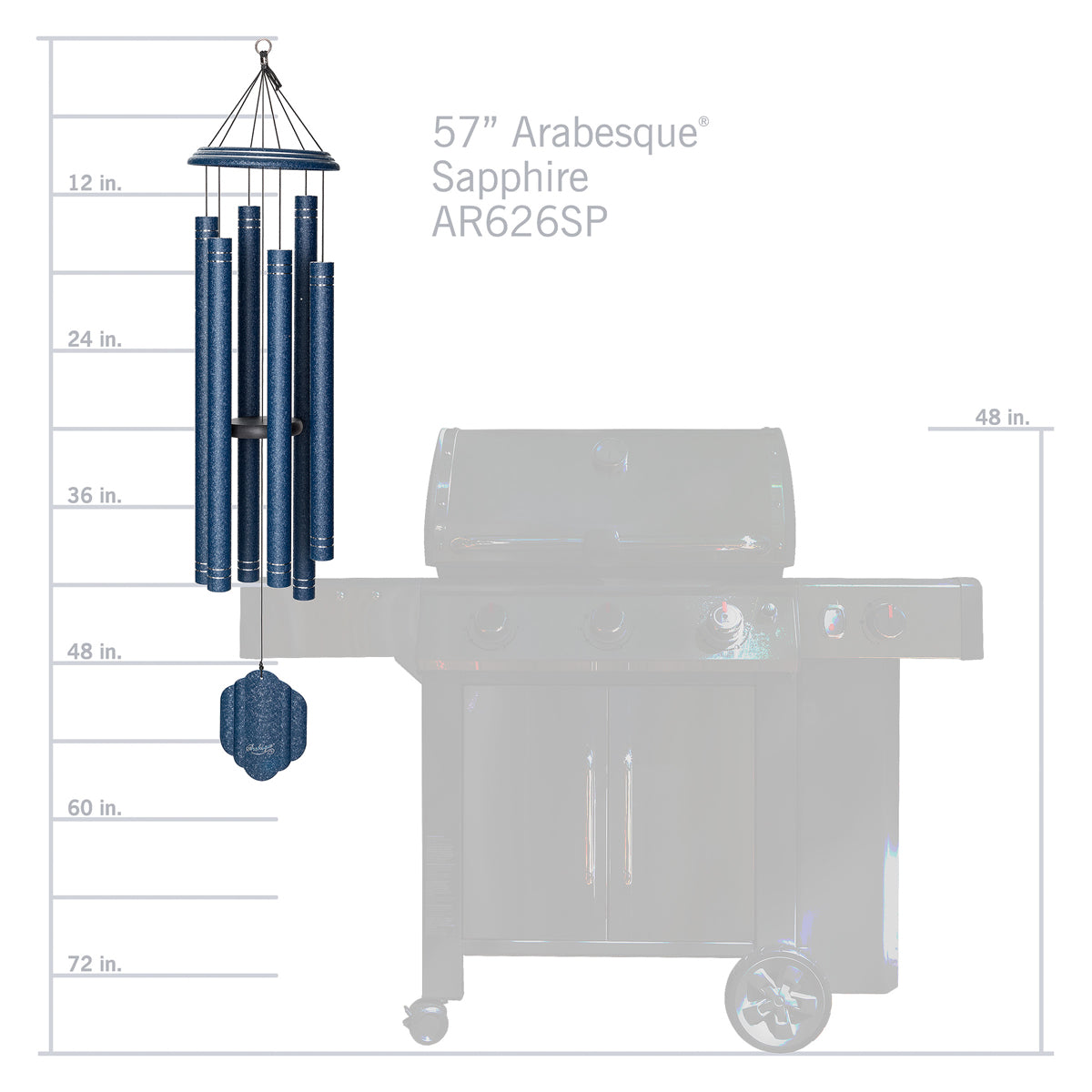 Arabesque 57-inch Wind Chime - Sapphire