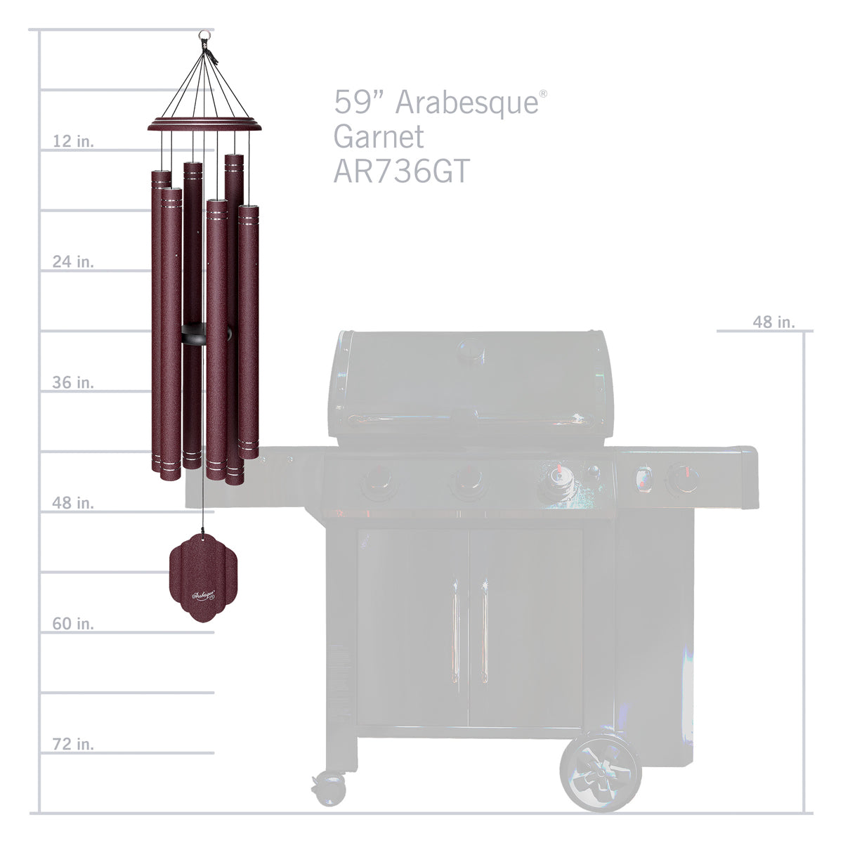 Arabesque 59-inch Wind Chime - Garnet