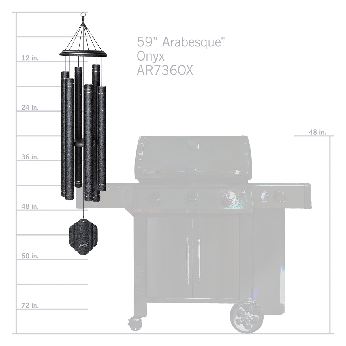 Arabesque 59-inch Wind Chime - Onyx
