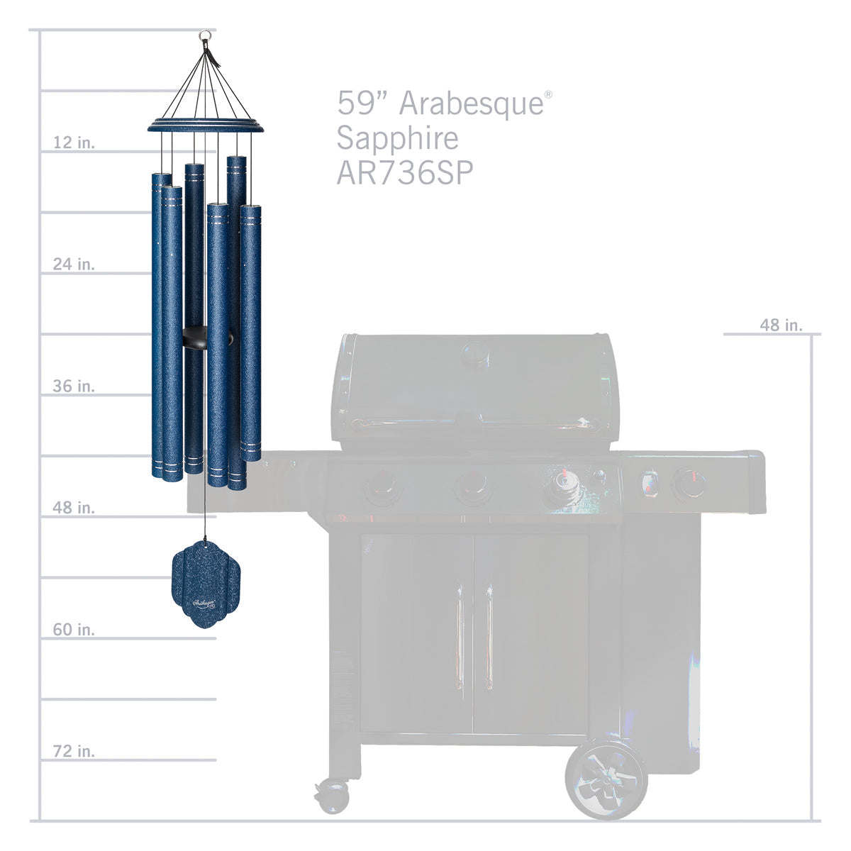 Arabesque 59-inch Wind Chime - Sapphire