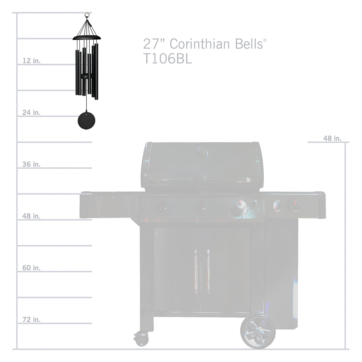 Corinthian Bells 27-Inch Wind Chime - Black