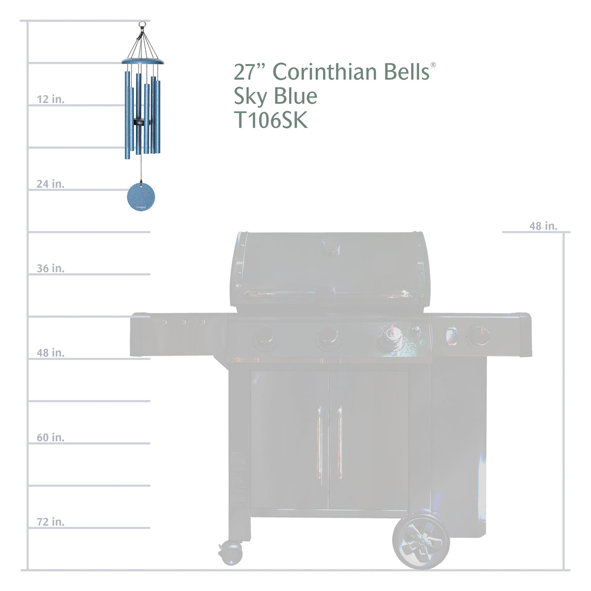 Corinthian Bells 27-Inch Wind Chime - Sky Blue