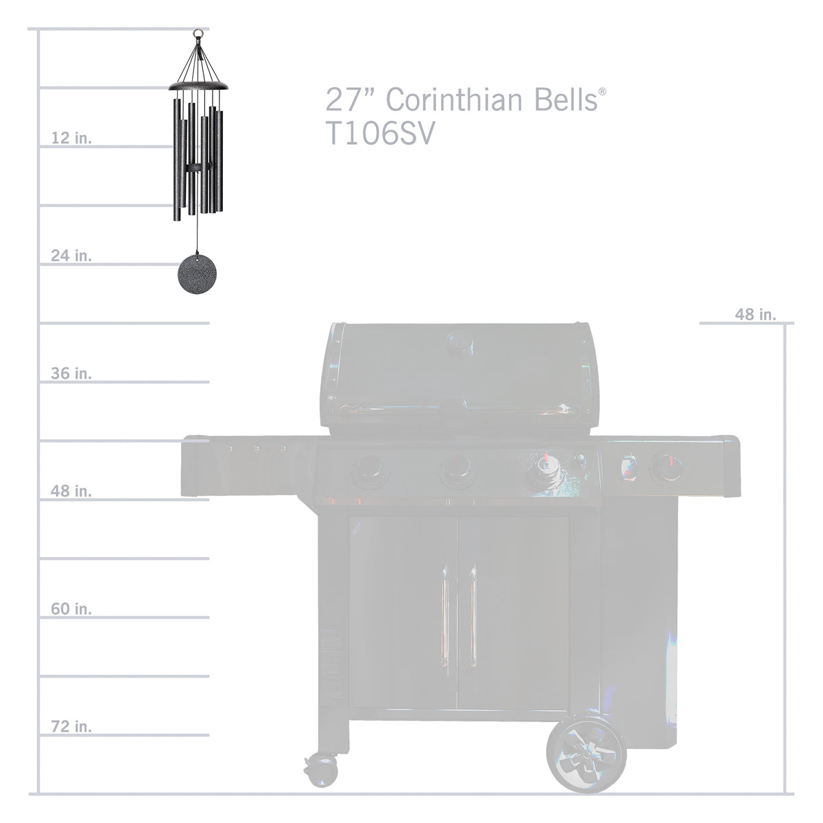 Corinthian Bells 27-Inch Wind Chime - Silver Vein