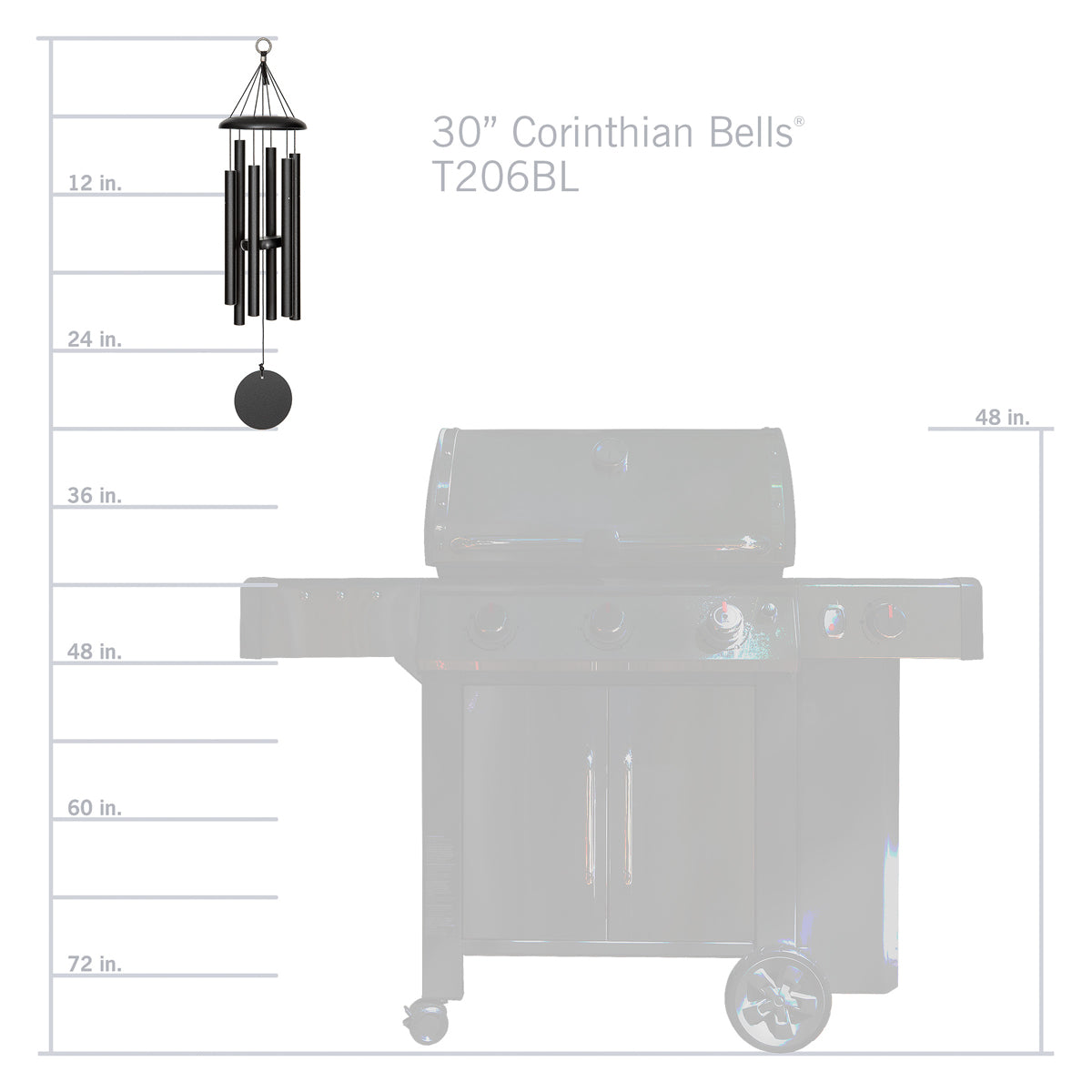 Corinthian Bells 30-Inch Wind Chime - Black