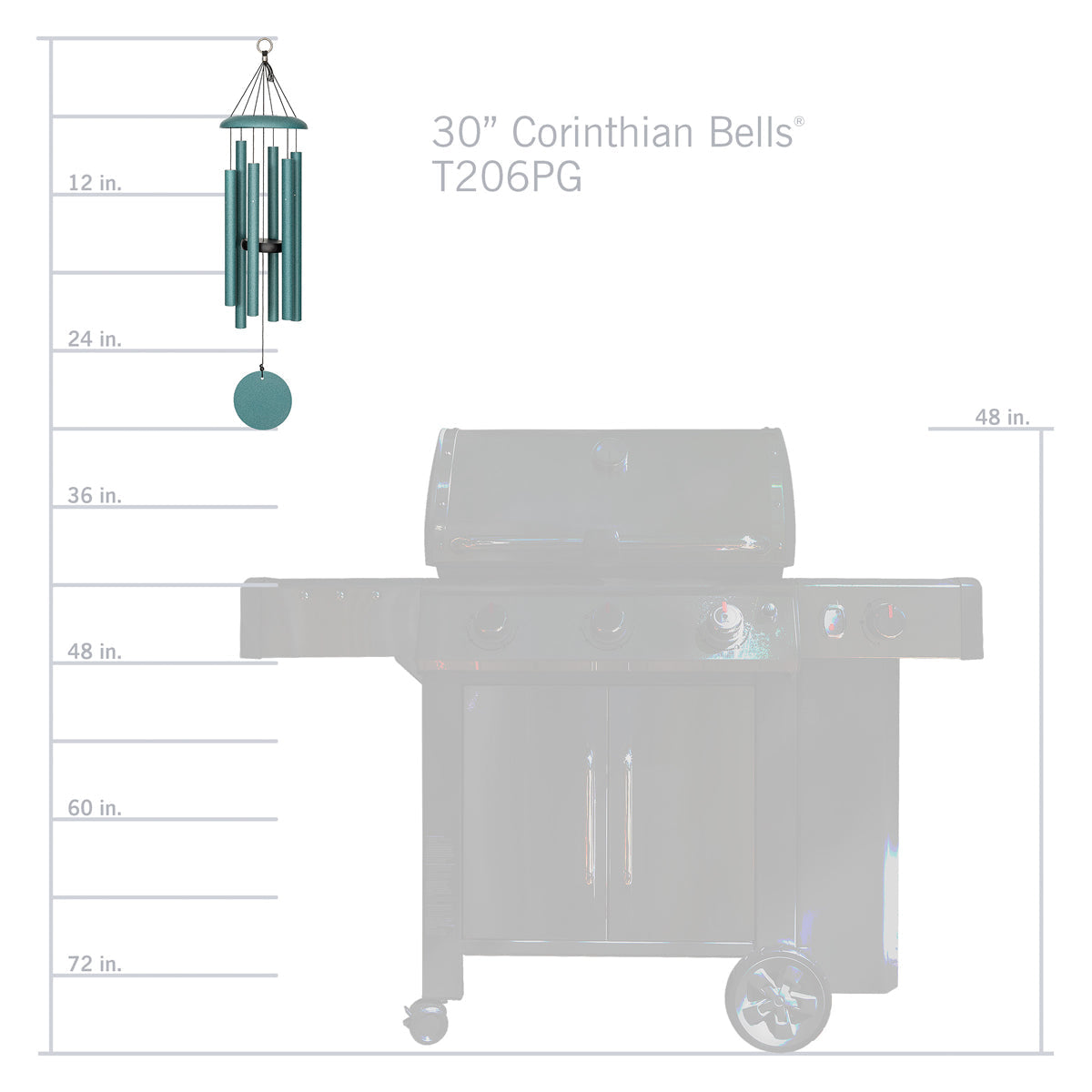 Corinthian Bells 30-Inch Wind Chime - Patina Green