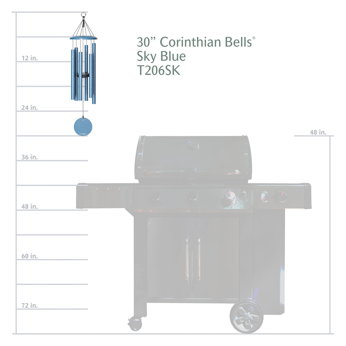 Corinthian Bells 30-Inch Wind Chime - Sky Blue
