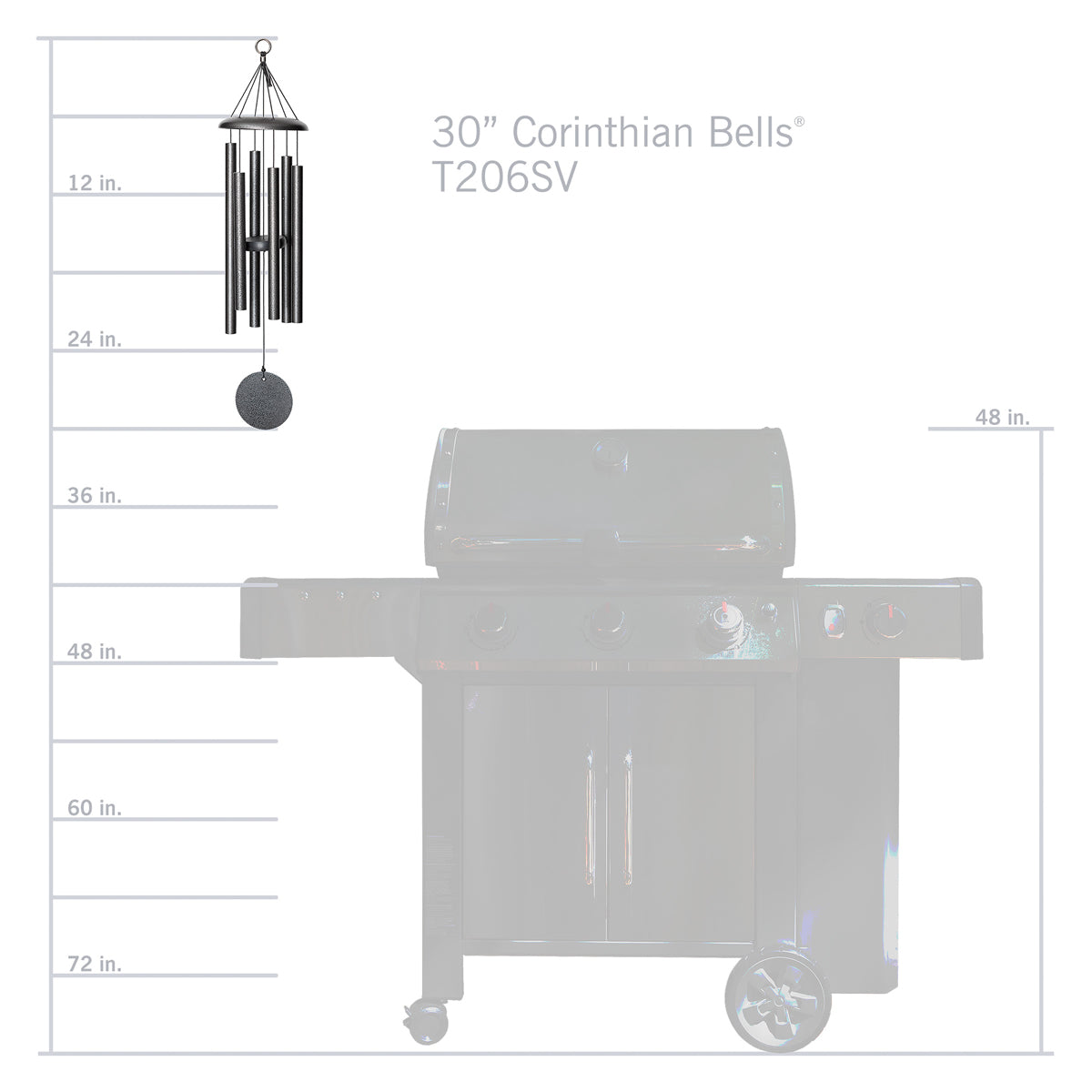 Corinthian Bells 30-Inch Wind Chime - Silver Vein