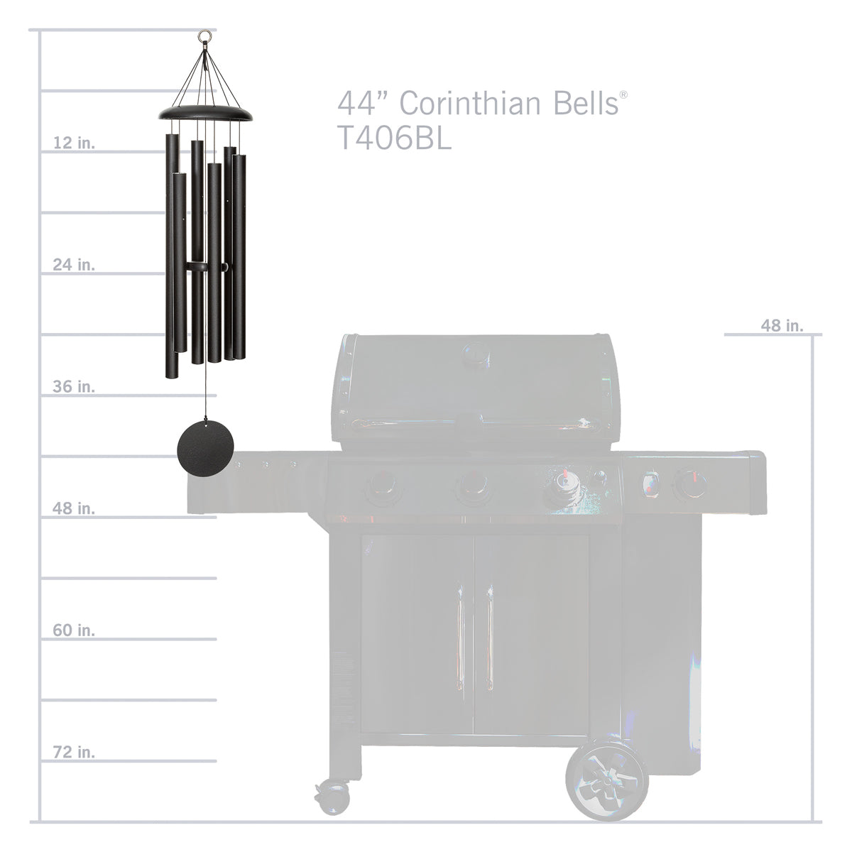 Corinthian Bells 44-inch Wind Chime - Black