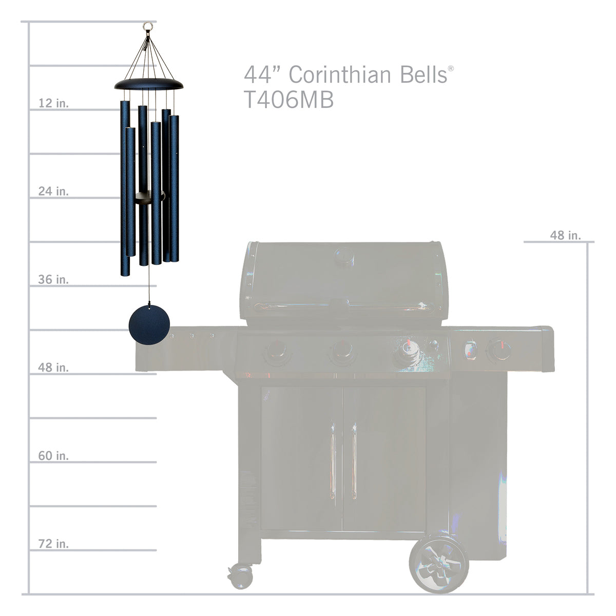 Corinthian Bells 44-inch Wind Chime - Midnight Blue