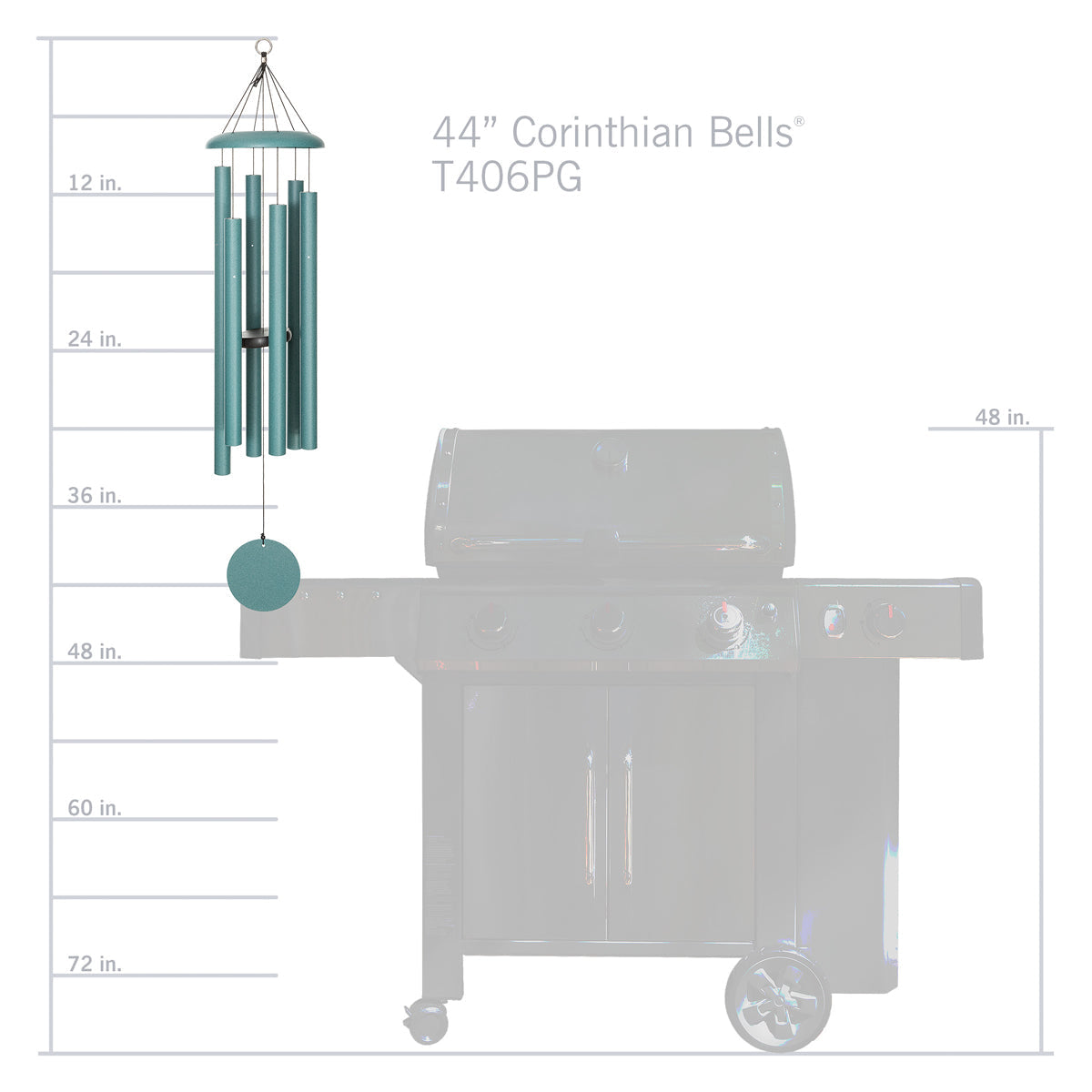 Corinthian Bells 44-inch Wind Chime - Patina Green