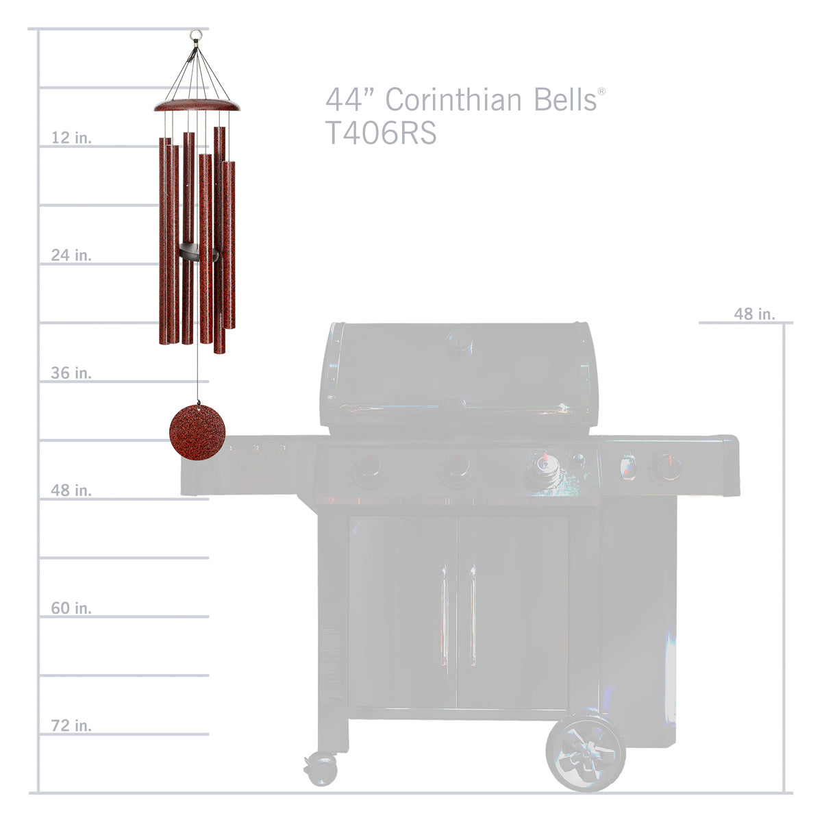 Corinthian Bells 44-inch Wind Chime - Ruby Splash
