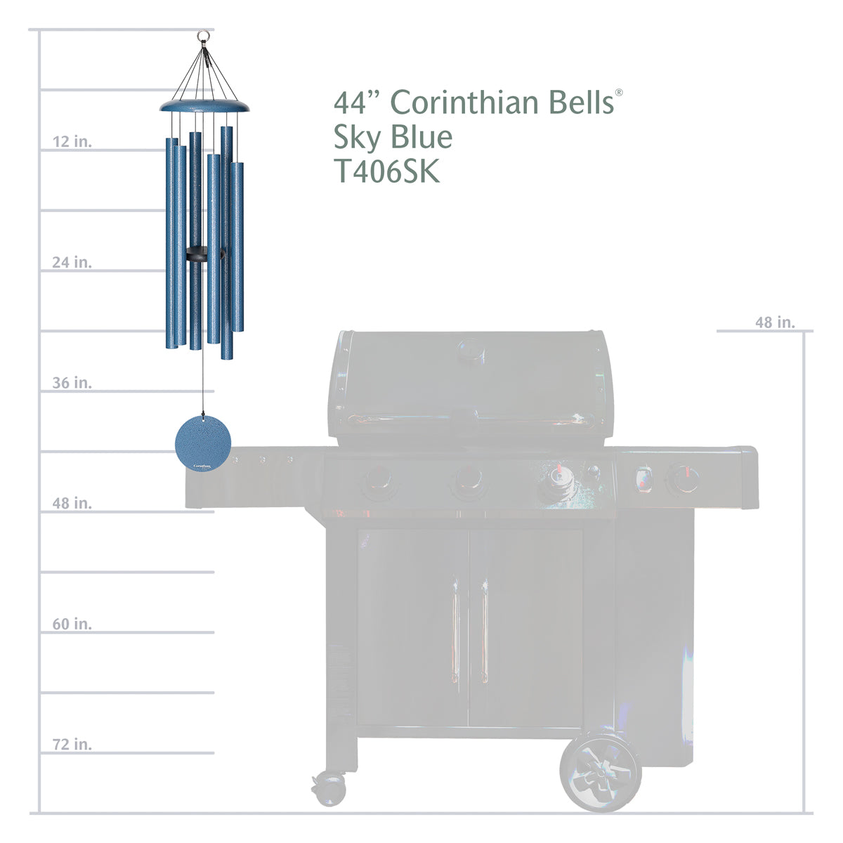 Corinthian Bells 44-inch Wind Chime - Sky Blue