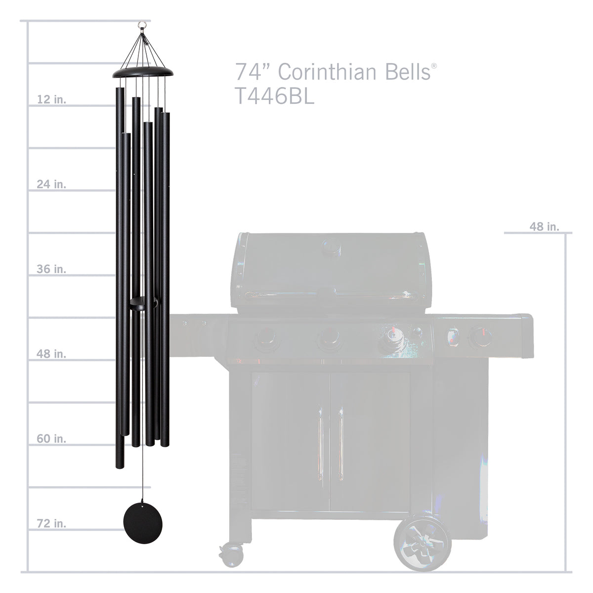 Corinthian Bells 74-inch Wind Chime - Black