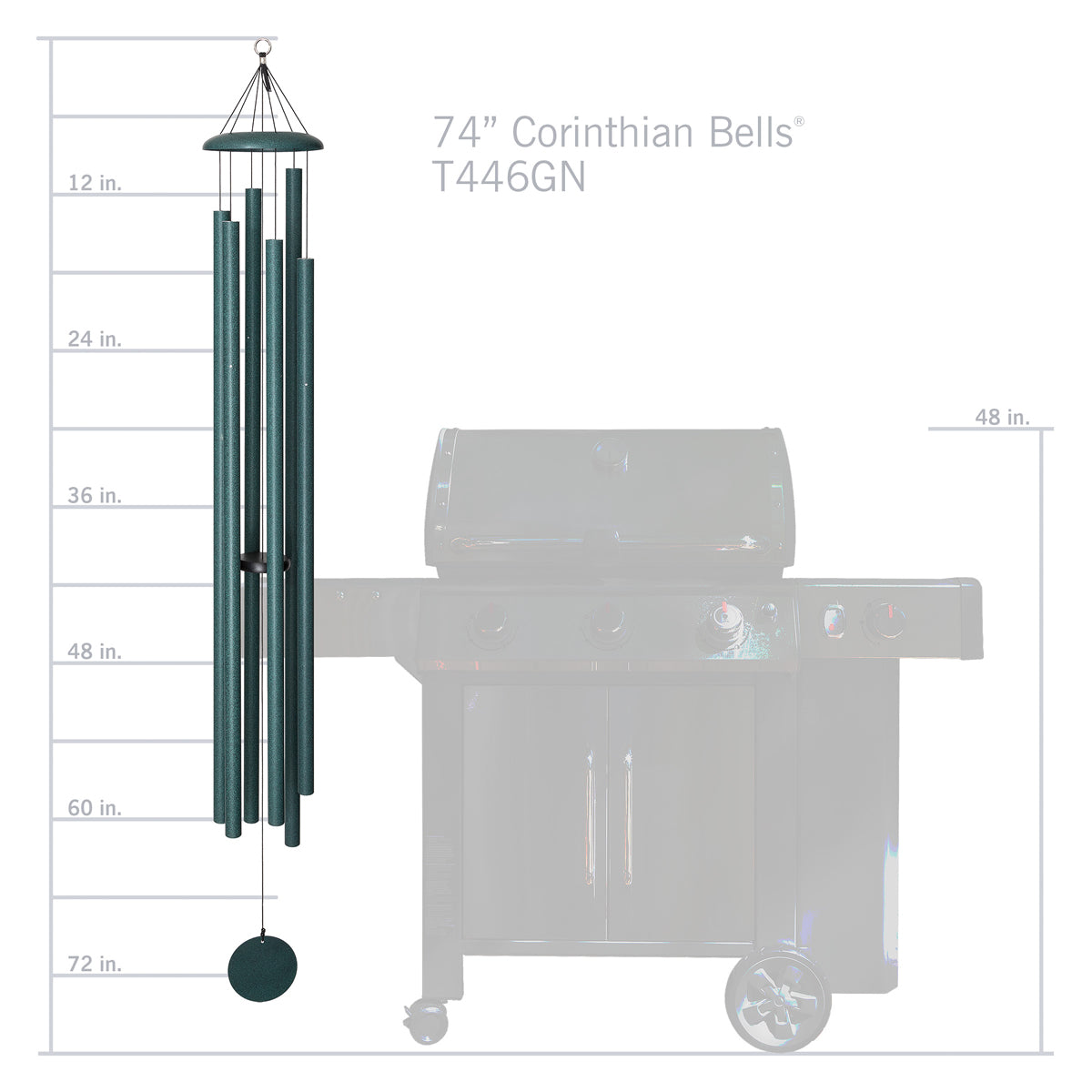 Corinthian Bells 74-inch Wind Chime - Green