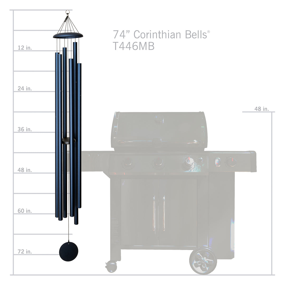 Corinthian Bells 74-inch Wind Chime - Midnight Blue