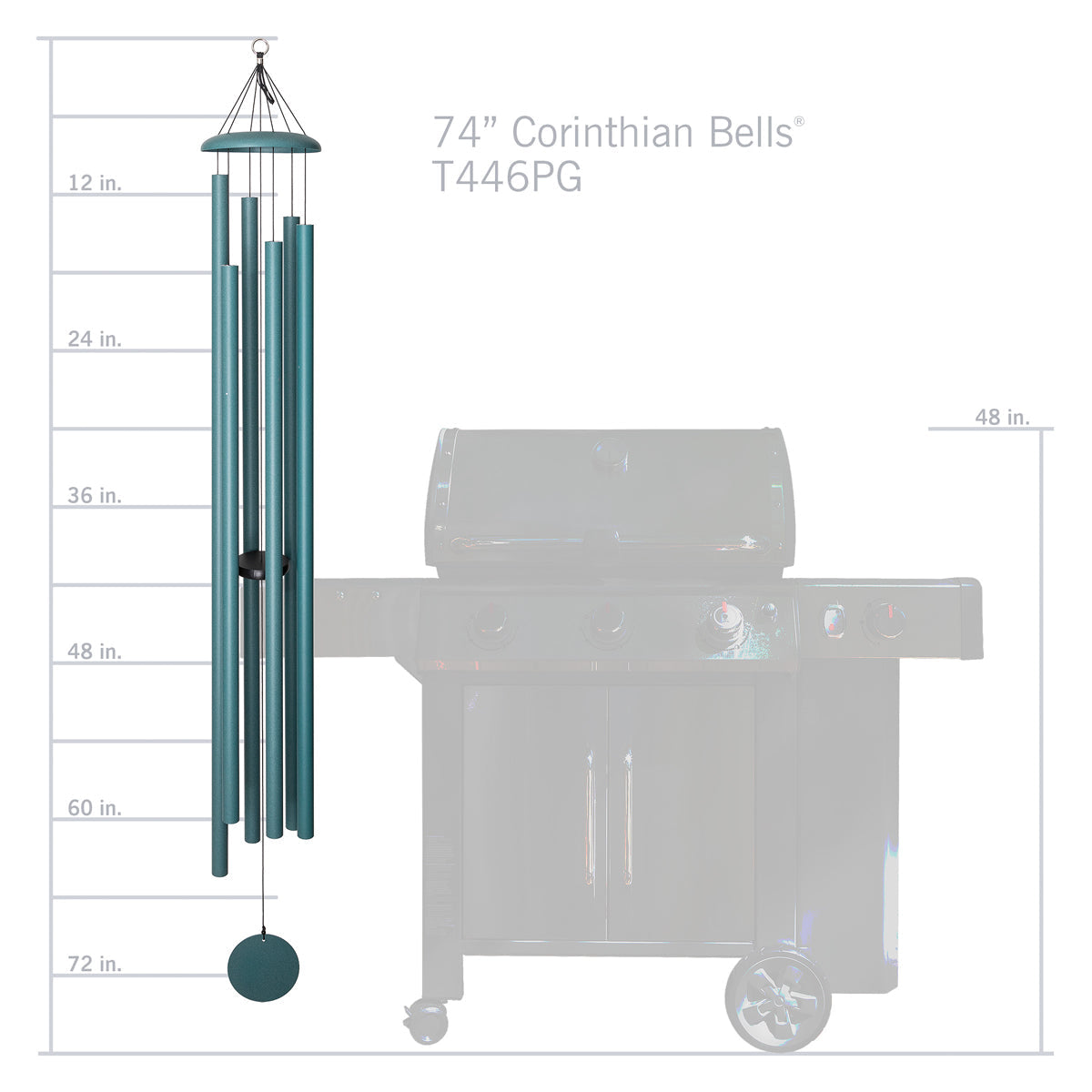 Corinthian Bells 74-inch Wind Chime - Patina Green