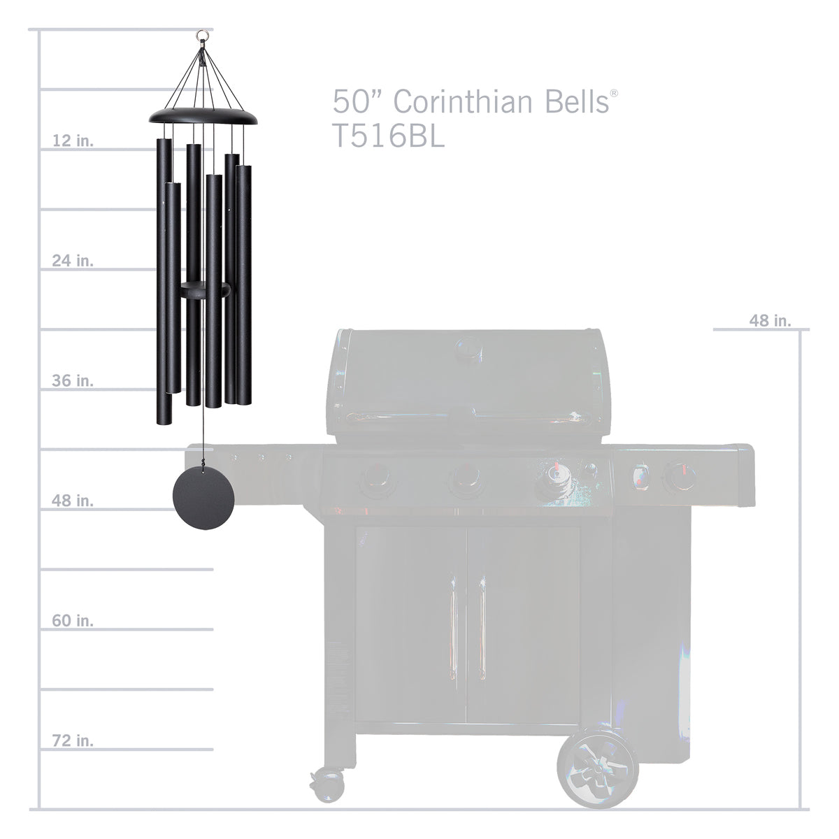 Corinthian Bells 50-inch Wind Chime - Black