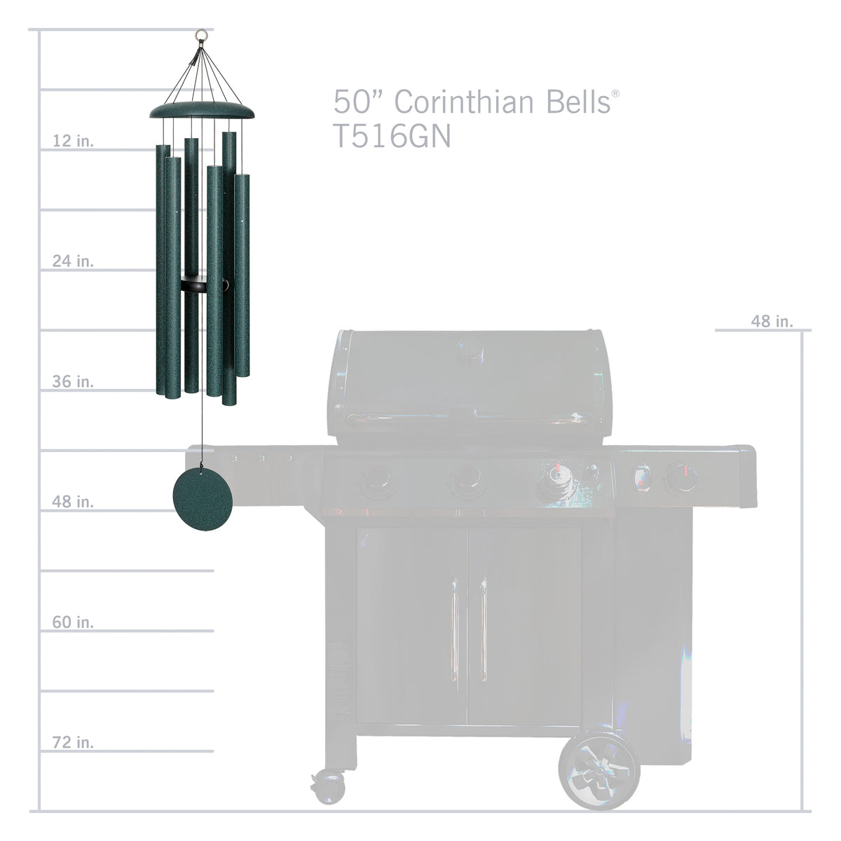 Corinthian Bells 50-inch Wind Chime - Green
