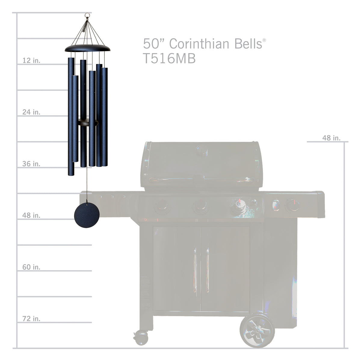 Corinthian Bells 50-inch Wind Chime - Midnight Blue