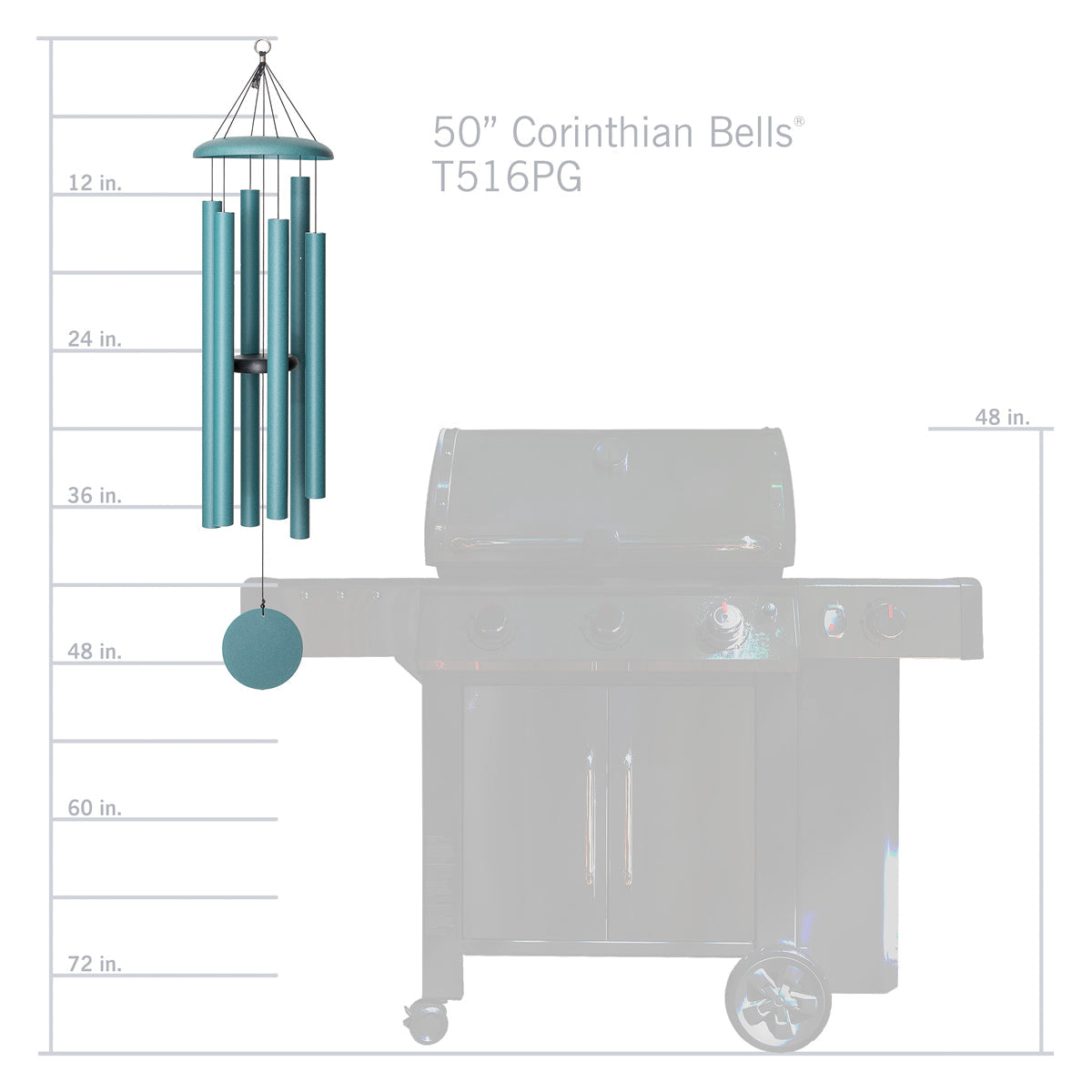Corinthian Bells 50-inch Wind Chime - Patina Green