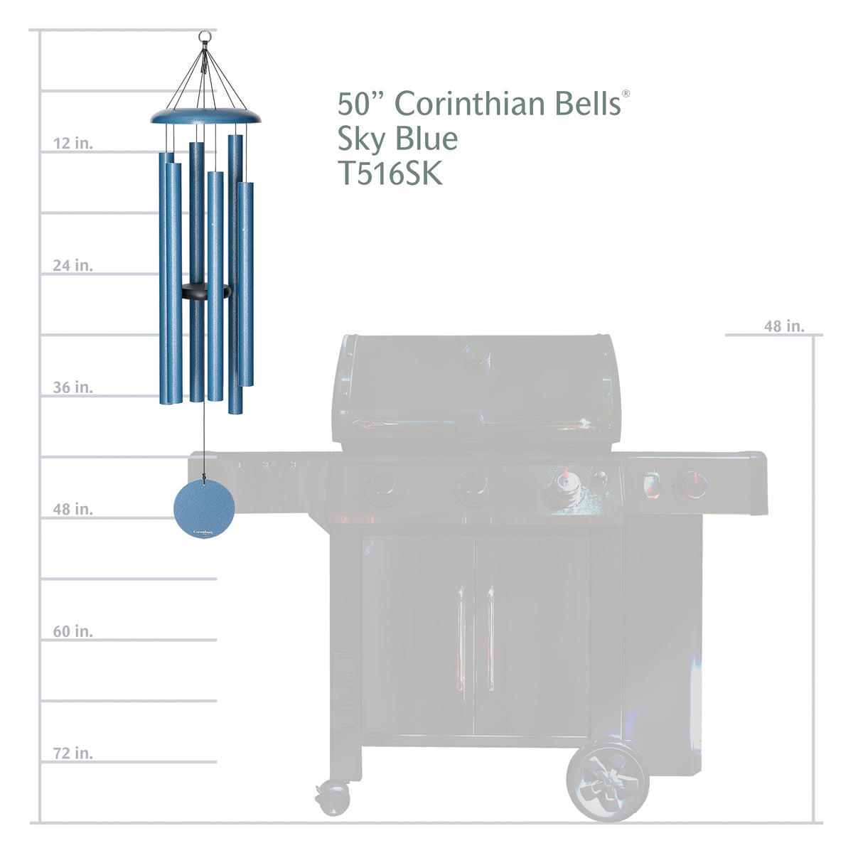 Corinthian Bells 50-inch Wind Chime - Sky Blue
