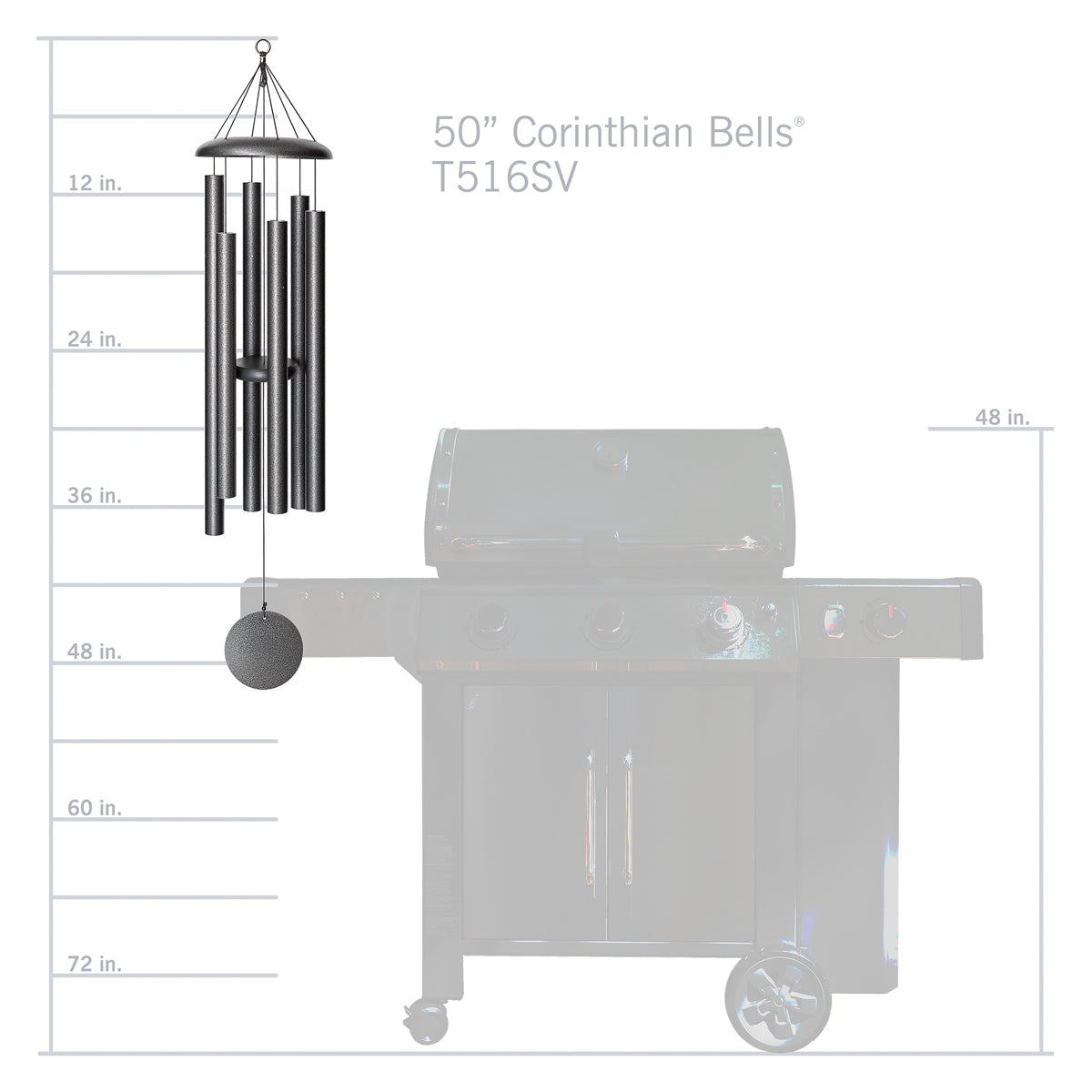 Corinthian Bells 50-inch Wind Chime - Silver Vein