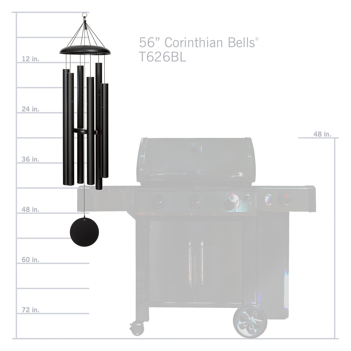 Corinthian Bells 56-inch Wind Chime - Black