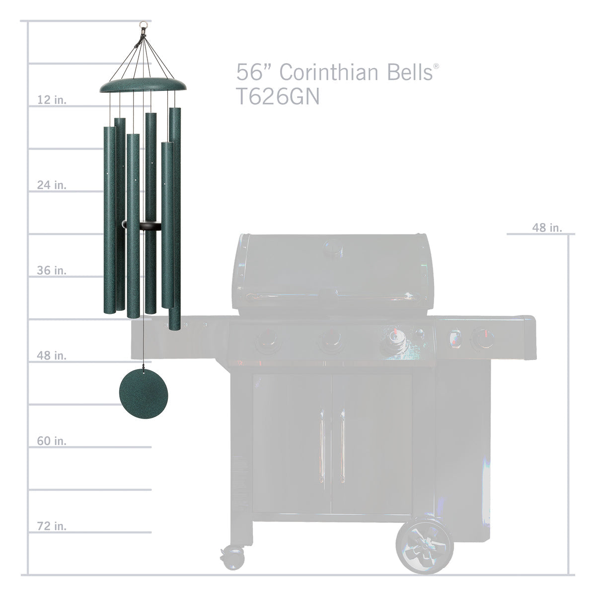 Corinthian Bells 56-inch Wind Chime - Green