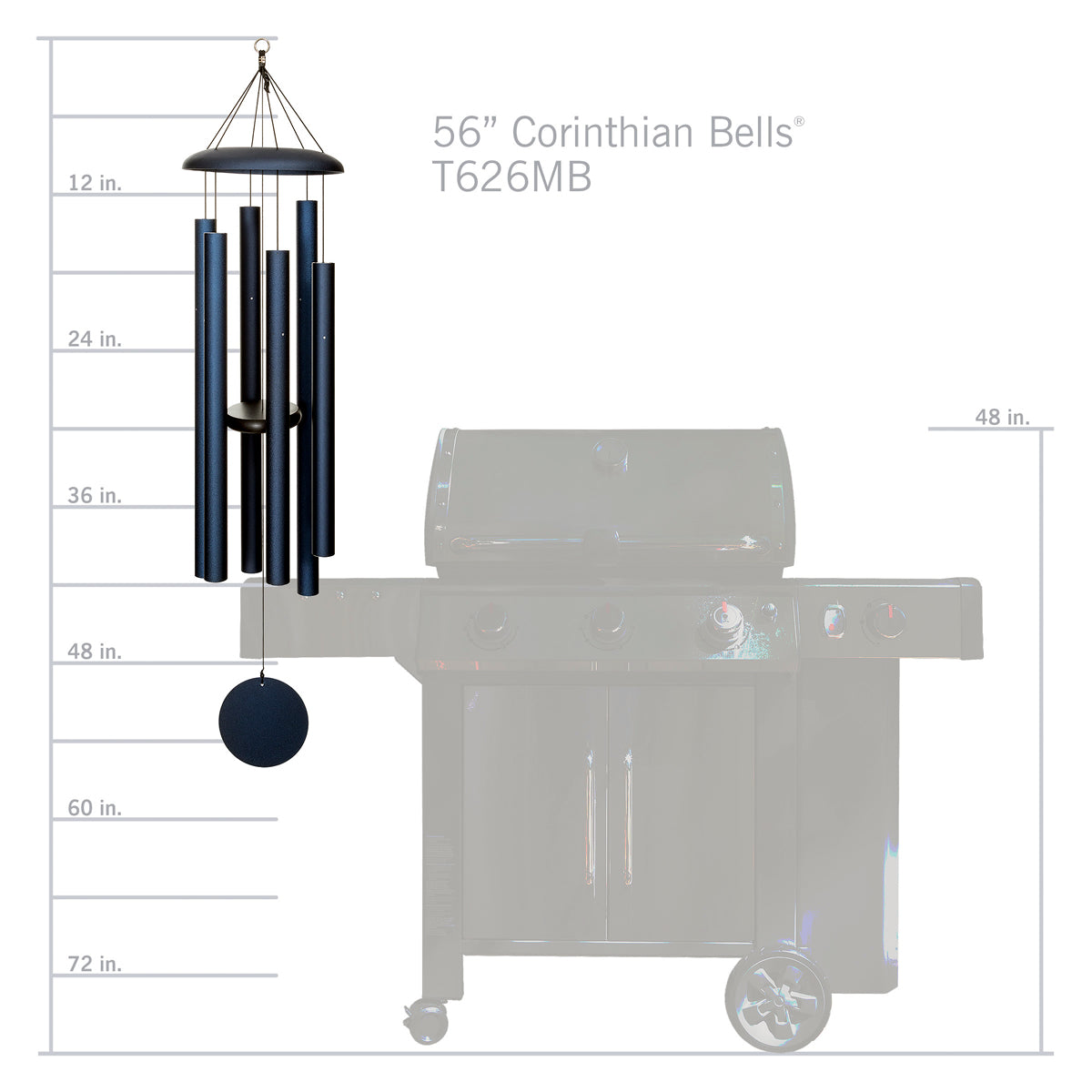 Corinthian Bells 56-inch Wind Chime - Midnight Blue