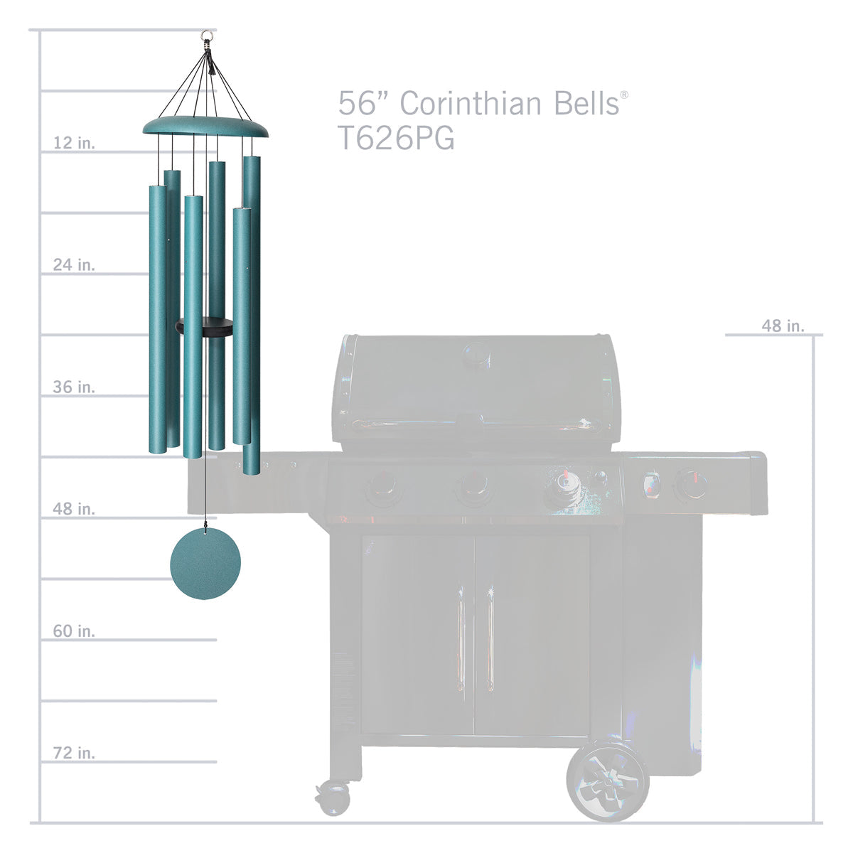 Corinthian Bells 56-inch Wind Chime - Patina Green