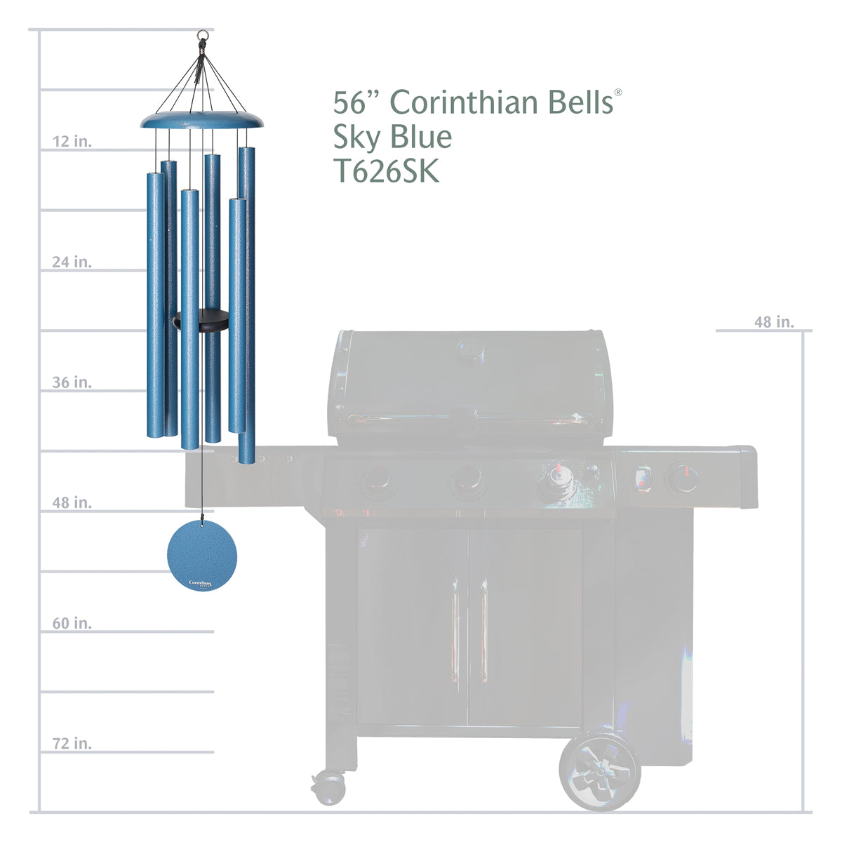 Corinthian Bells 56-inch Wind Chime - Sky Blue