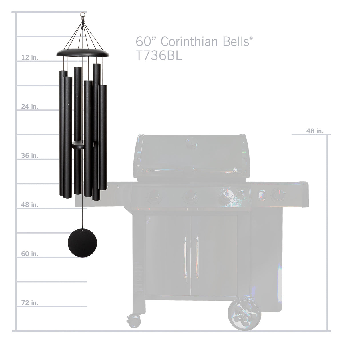 Corinthian Bells 60-inch Wind Chime - Black
