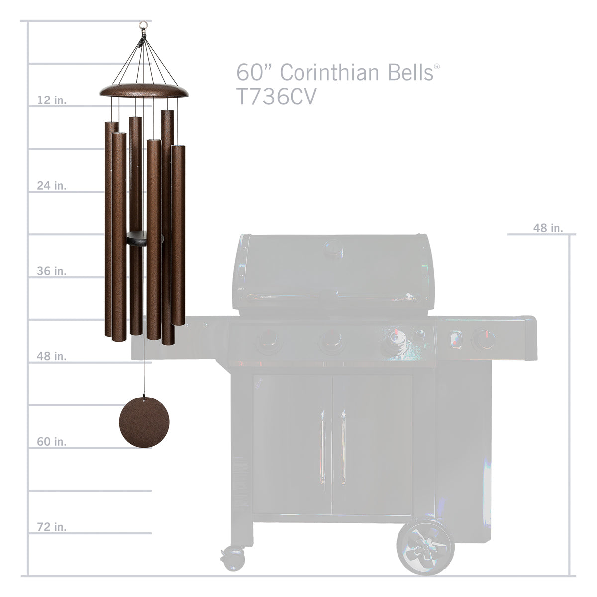 Corinthian Bells 60-inch Wind Chime - Copper Vein