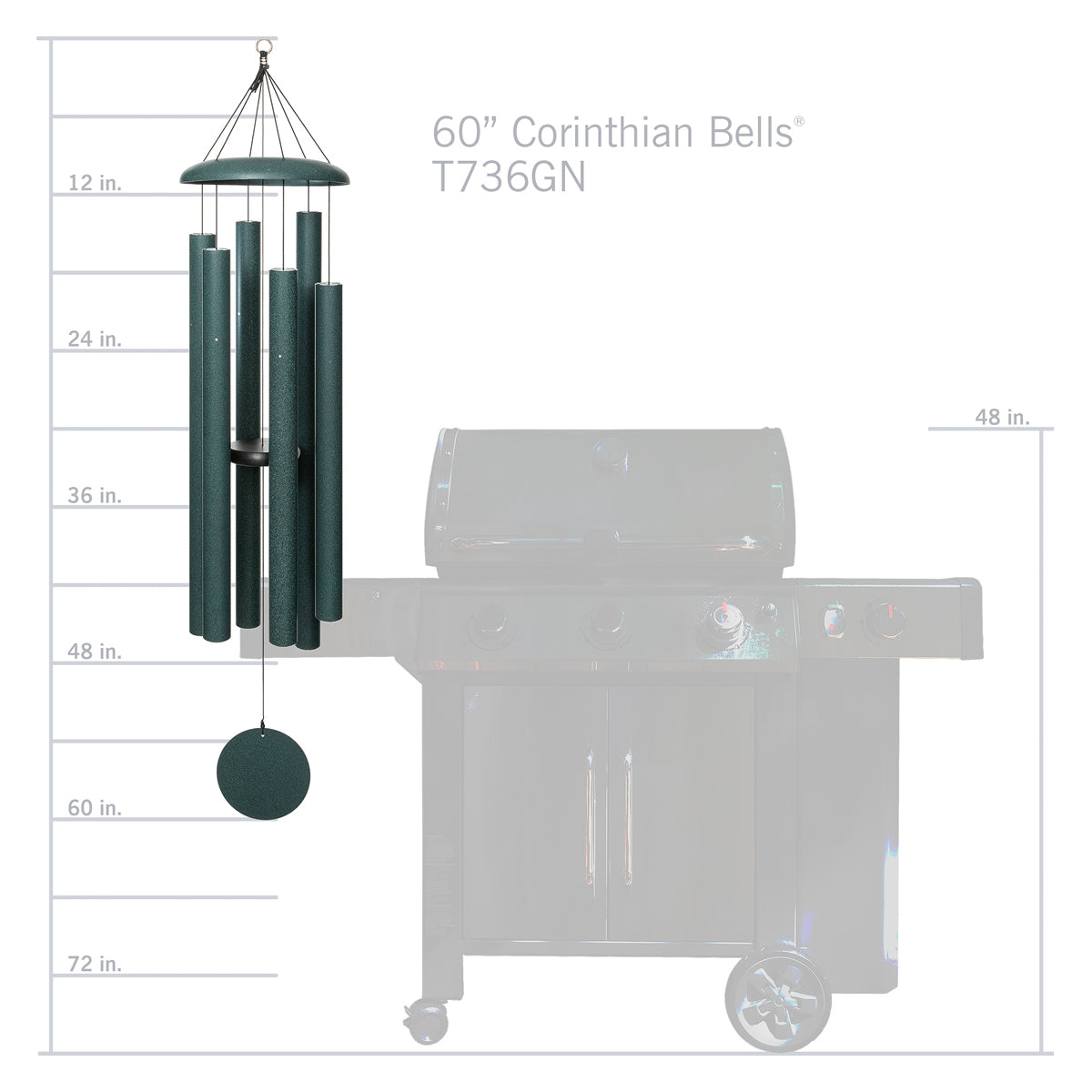 Corinthian Bells 60-inch Wind Chime - Green