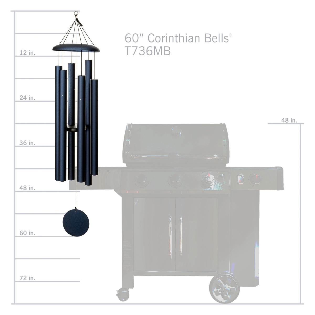 Corinthian Bells 60-inch Wind Chime - Midnight Blue