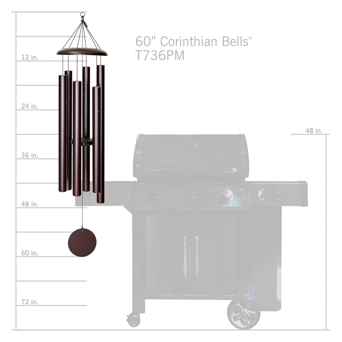 Corinthian Bells 60-inch Wind Chime - Plum