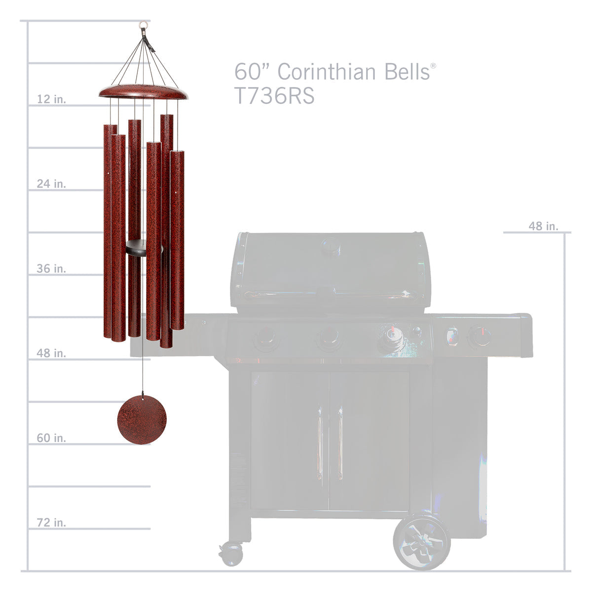 Corinthian Bells 60-inch Wind Chime - Ruby Splash
