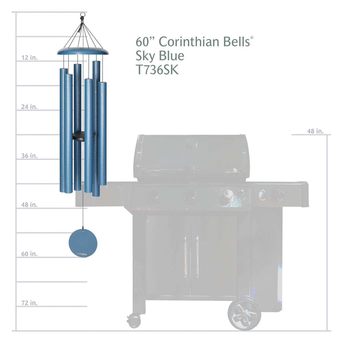 Corinthian Bells 60-inch Wind Chime - Sky Blue
